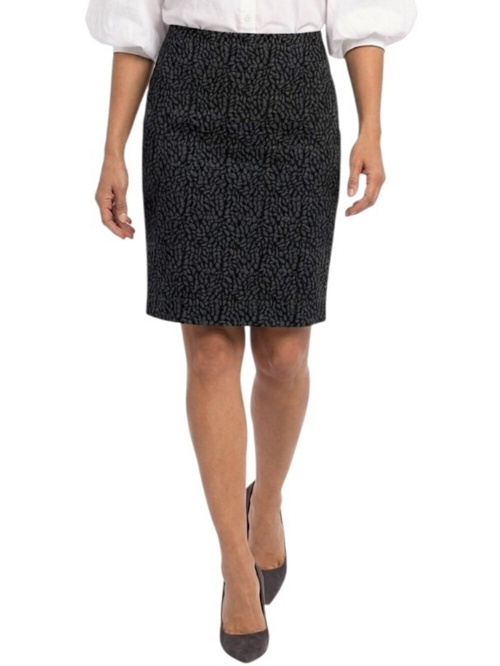 Ann Taylor Loft Black With Green Leaf Pencil Skirt Size 10